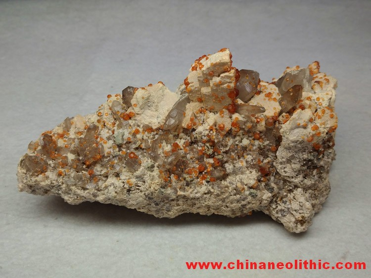 Manganese aluminum garnet Fanta stone, brown crystal and feldspar mineral stone ore samples,Garnet,Feldspar,Quartz