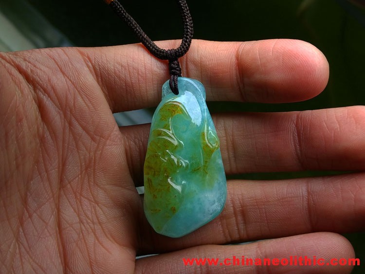 The sky blue ice hemimorphite gem carved pieces of chocolate carved totem bat pendant Pendant,Hemimorphite