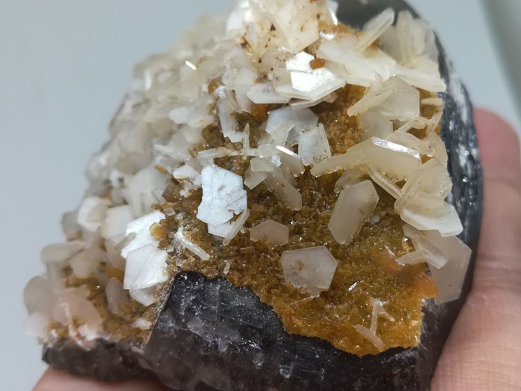 辉沸石和方解石、茶色水晶共生矿物晶体标本宝石原石原矿,辉沸石,方解,水晶