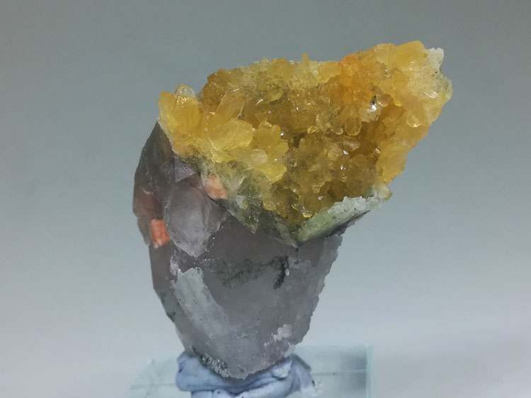 辉沸石和茶色水晶共生矿物晶体矿物标本宝石原石原矿,辉沸石,水晶