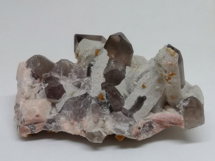 福建产的菱沸石和茶色水晶烟晶共生矿物标本晶体宝石原石原矿奇石,菱沸石,水晶