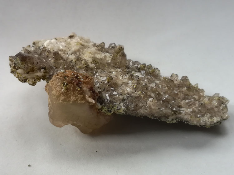 福建堆叠状方解石和茶色水晶烟晶矿物标本晶体宝石原石原矿石奇石,方解,水晶