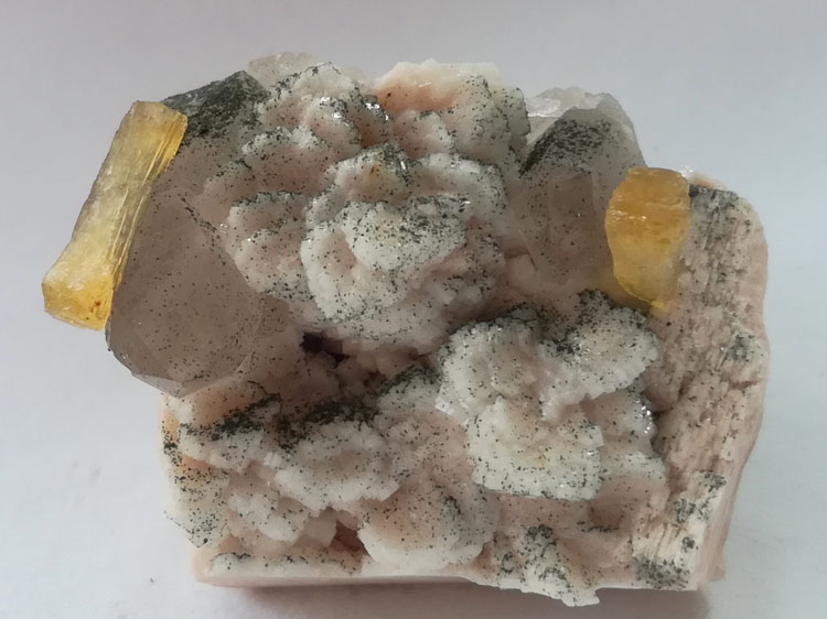 辉沸石茶色水晶烟晶粉红色钠长石共生矿物标本晶体宝石原石原矿石,辉沸石,水晶,长石