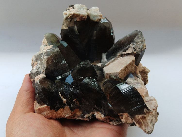 黑水晶茶晶烟晶共生微斜长石钠长石共生矿物标本晶体晶簇宝石,水晶,长石,黄铁矿