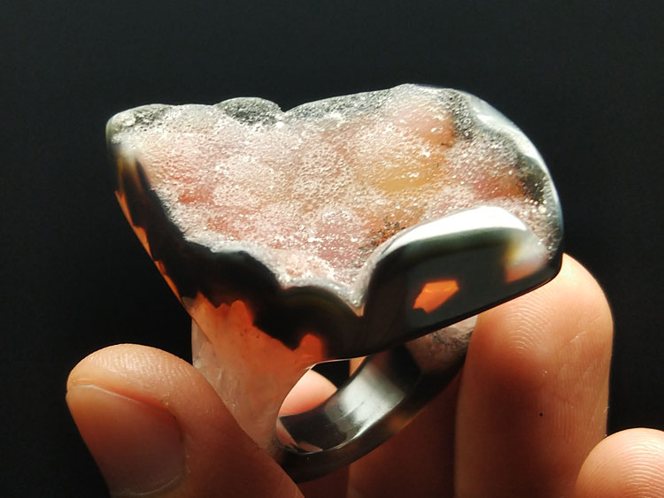 超个性吸引眼球的天然玛瑙原石水晶洞戒指，矿物晶体宝石原矿,玛瑙,水晶