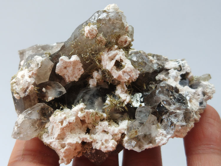 绿帘石茶色水晶烟晶矿物标本晶体晶簇宝石原石原矿石摆件能量石
