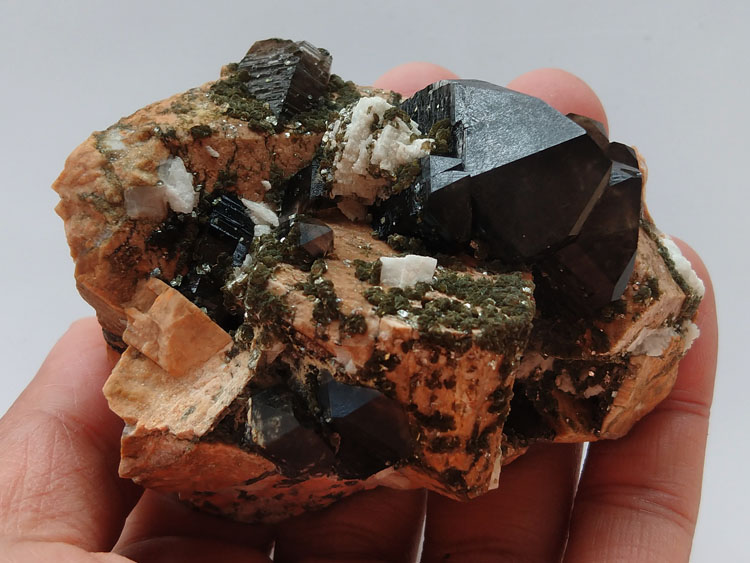 微斜长石钾钠长石茶晶烟晶绿云母矿物标本晶体晶簇宝石原石原矿石,长石,云母,水晶