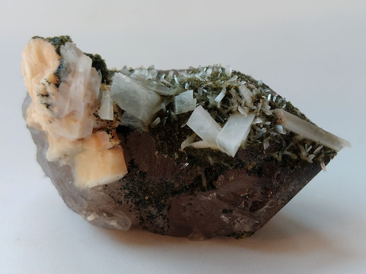 福建浊沸石和茶晶烟晶共生矿物标本晶体晶簇晶洞宝石原石原矿能量,浊沸石,水晶