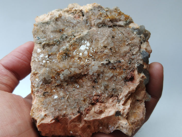 茶色水晶茶晶烟晶微斜长石共生矿物标本晶体晶簇晶洞宝石原石原矿,水晶,长石