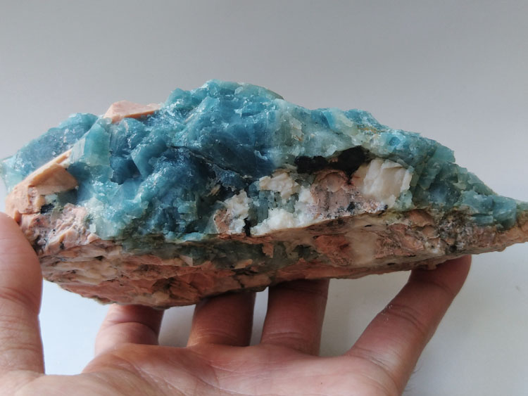 颜色超好海蓝宝石钾长石绿柱石矿物标本晶体晶簇晶洞宝石原石原矿,海蓝宝石,长石