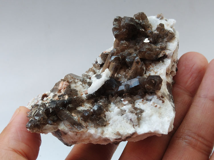 天然茶晶烟晶石榴石共生宝石原石原矿石能量矿物标本晶体晶簇晶洞,水晶,长石,石榴石