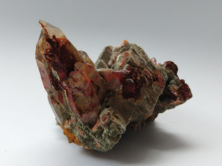 赤铁红皮水晶茶晶正微斜长石矿物标本晶体晶簇晶洞宝石原石原矿,水晶,长石