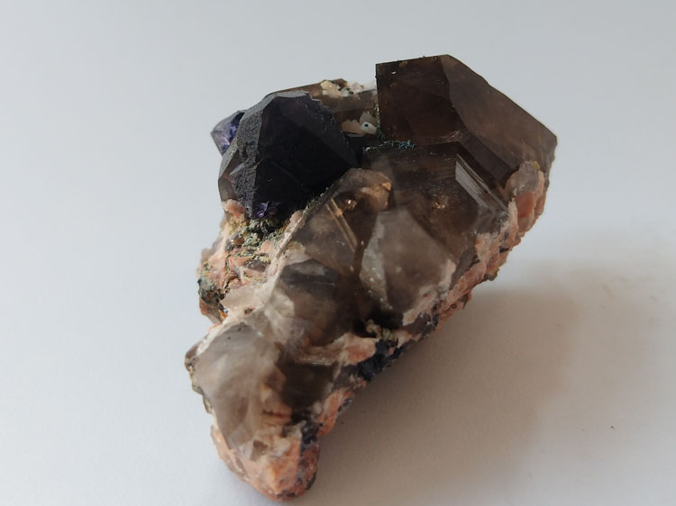蓝紫萤石茶晶黑水晶矿物标本晶体晶簇晶洞宝石原石原矿,萤石,水晶