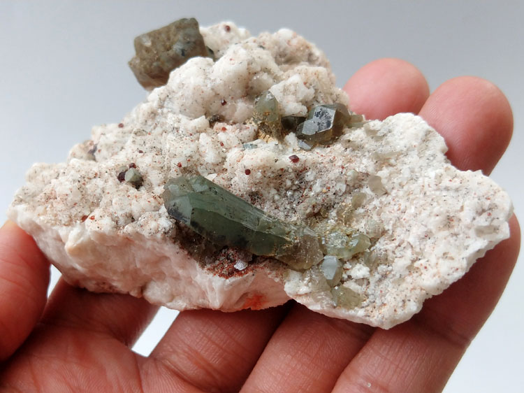 绿水晶绿茶水晶石榴石钠长石矿物标本晶体晶簇晶洞花宝石原石原矿,水晶,石榴石,长石