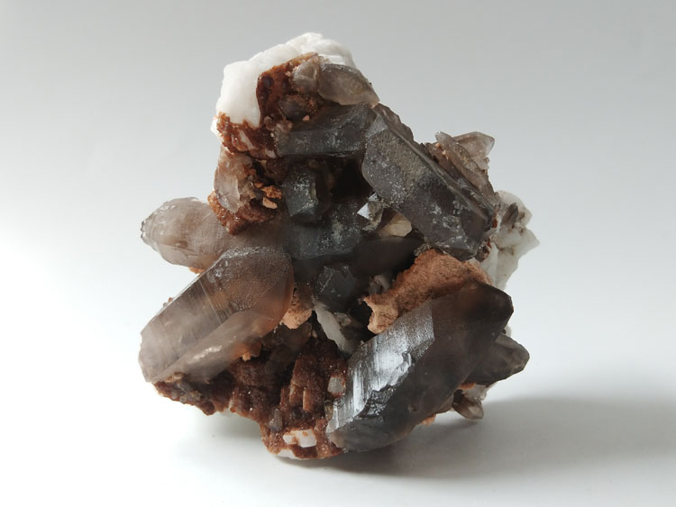 天然石榴石茶晶烟晶长石共生宝石原石原矿石矿物标本晶体晶簇晶洞,石榴石,水晶,长石